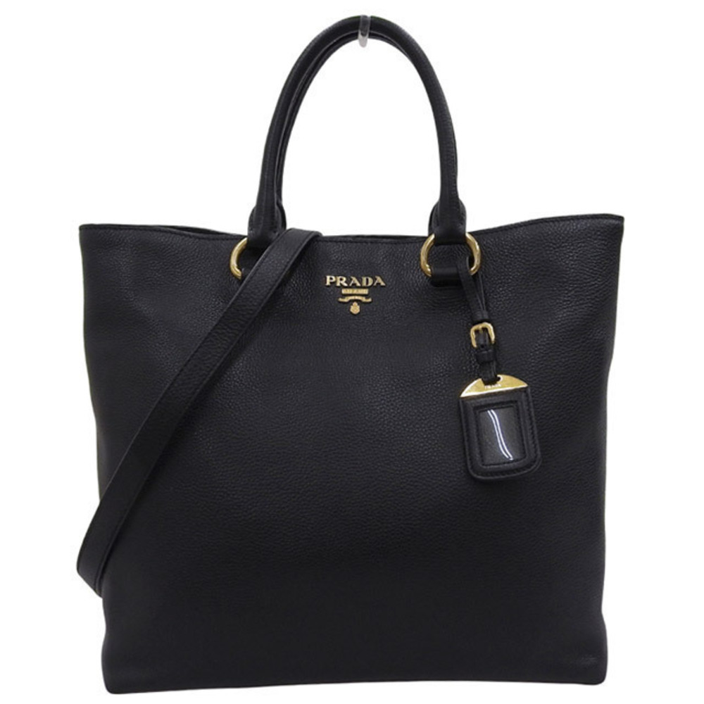 Prada bag tote shoulder Vitello Phoenix leather black
